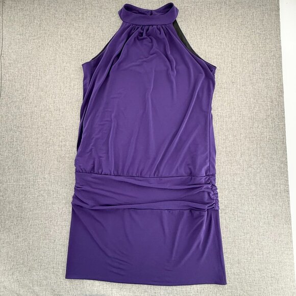 En‎ Focus Dress purple Stretch High neck Sleeveless Evening Party Date Night 6 - Picture 1 of 10